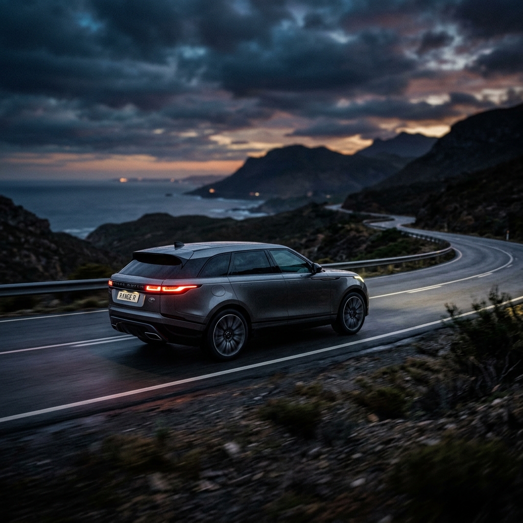 Premium luxury SUV driving on a coastal road
